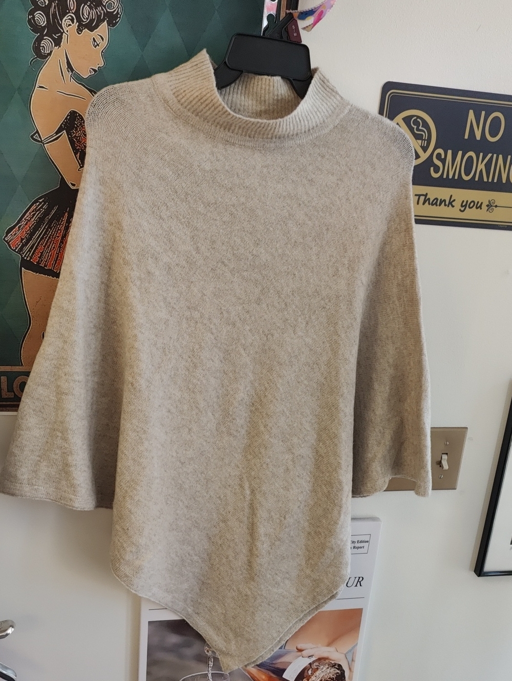 Women’s Cream Mock Neck Sweater Poncho